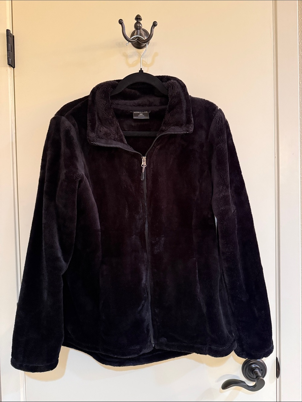 32 Degrees Black Plush Full-Zip Women's Sweater Jacket